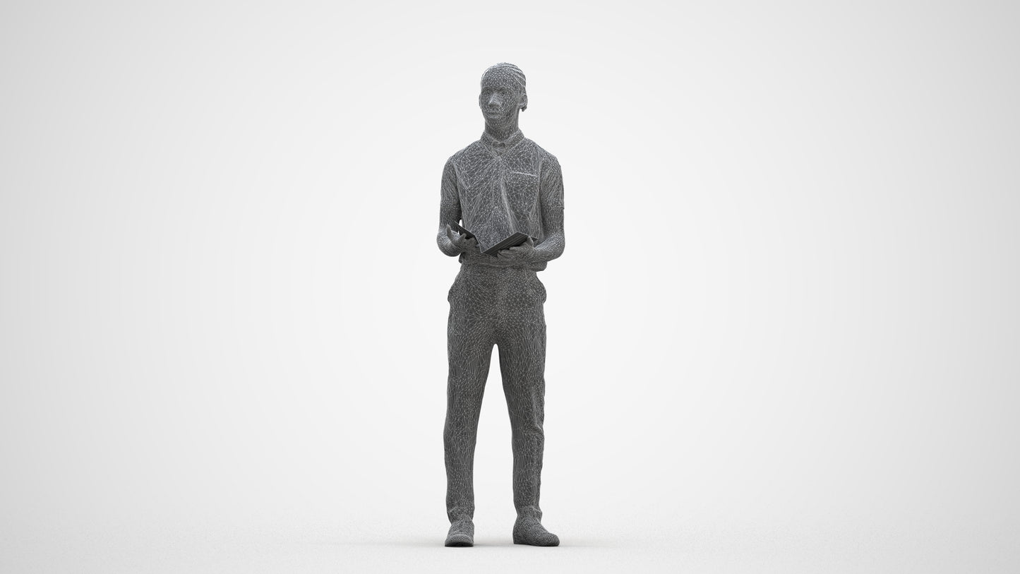 realistic 3D boy hospitality, scanned archviz people for Blender and 3ds Max, three-quarter front view render