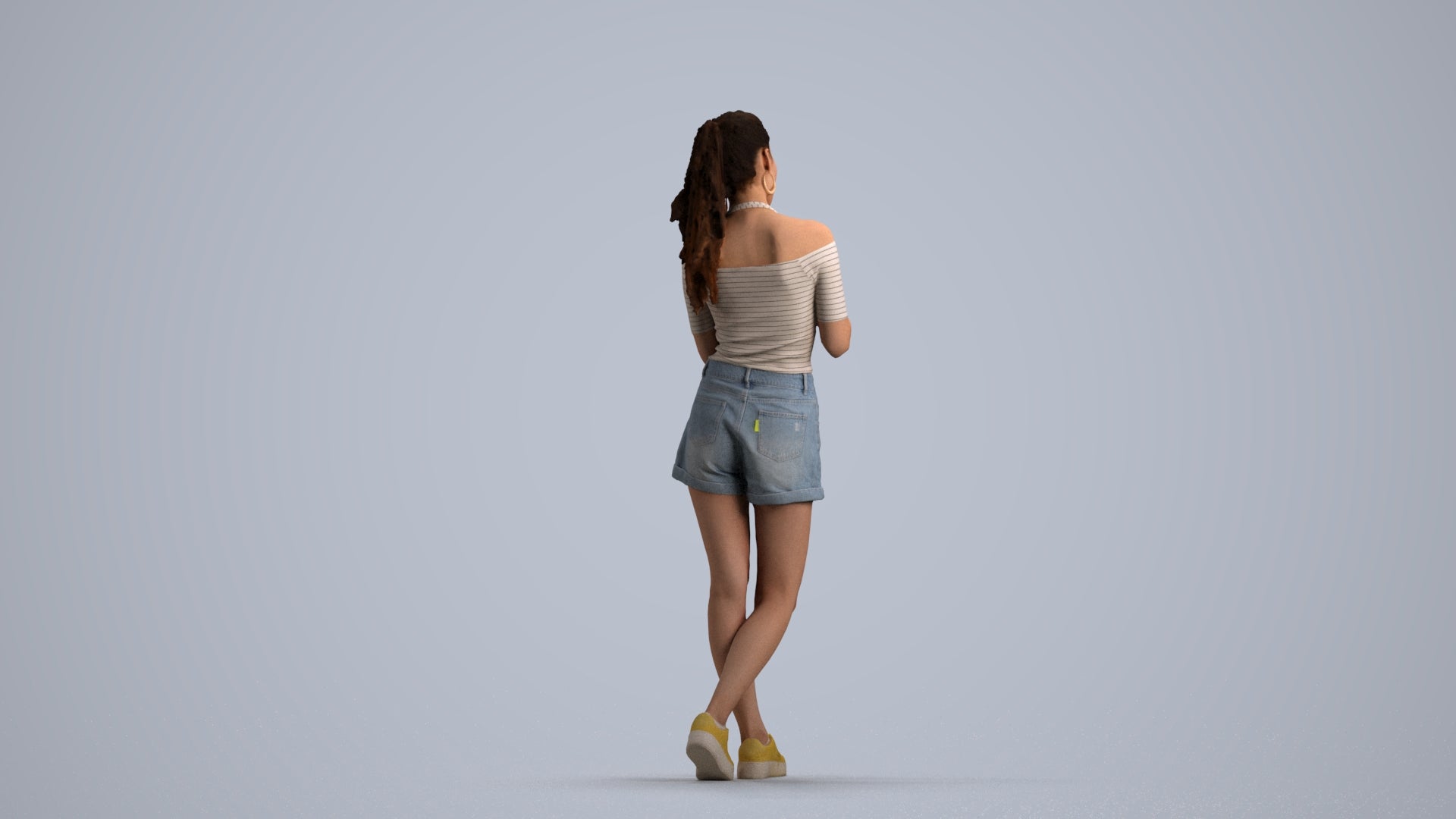 3D people model woman casual standing, scanned human for 3ds Max rendering, front view render