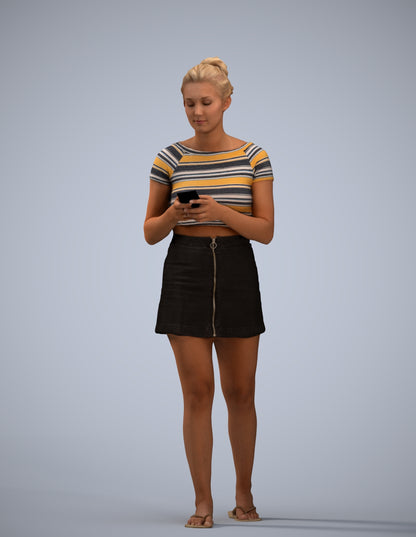 realistic 3D human woman casual standing, archviz people FBX OBJ for Blender