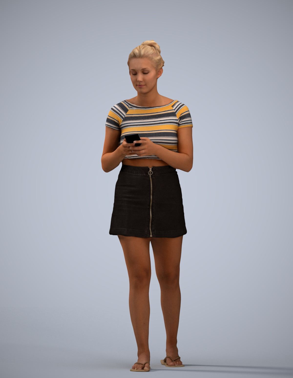 realistic 3D human woman casual standing, archviz people FBX OBJ for Blender