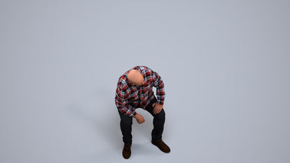 realistic 3D people senior man casual sitting, render-ready for V-Ray and Corona, FBX OBJ, back view render