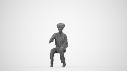 realistic 3D human woman casual sitting, archviz people FBX OBJ for Blender, wireframe back view