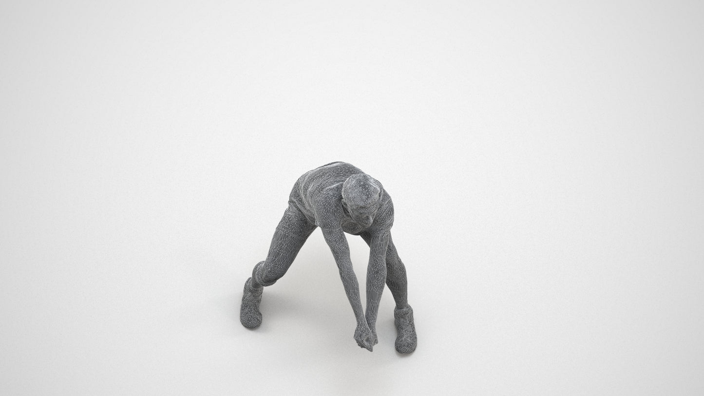 scanned 3D man sport, photogrammetry people for Enscape and V-Ray, wireframe three-quarter view