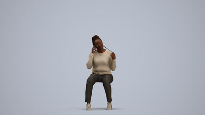 scanned 3D woman casual sitting, photogrammetry people for Enscape and V-Ray, standing pose render