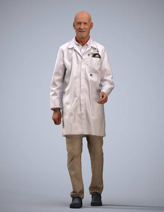 realistic 3D senior man medical, scanned archviz people for Blender and 3ds Max