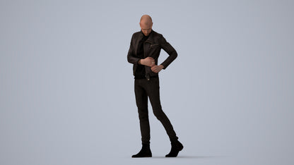 3D scanned man walking casual, photorealistic archviz people for Enscape and SketchUp, three-quarter view render