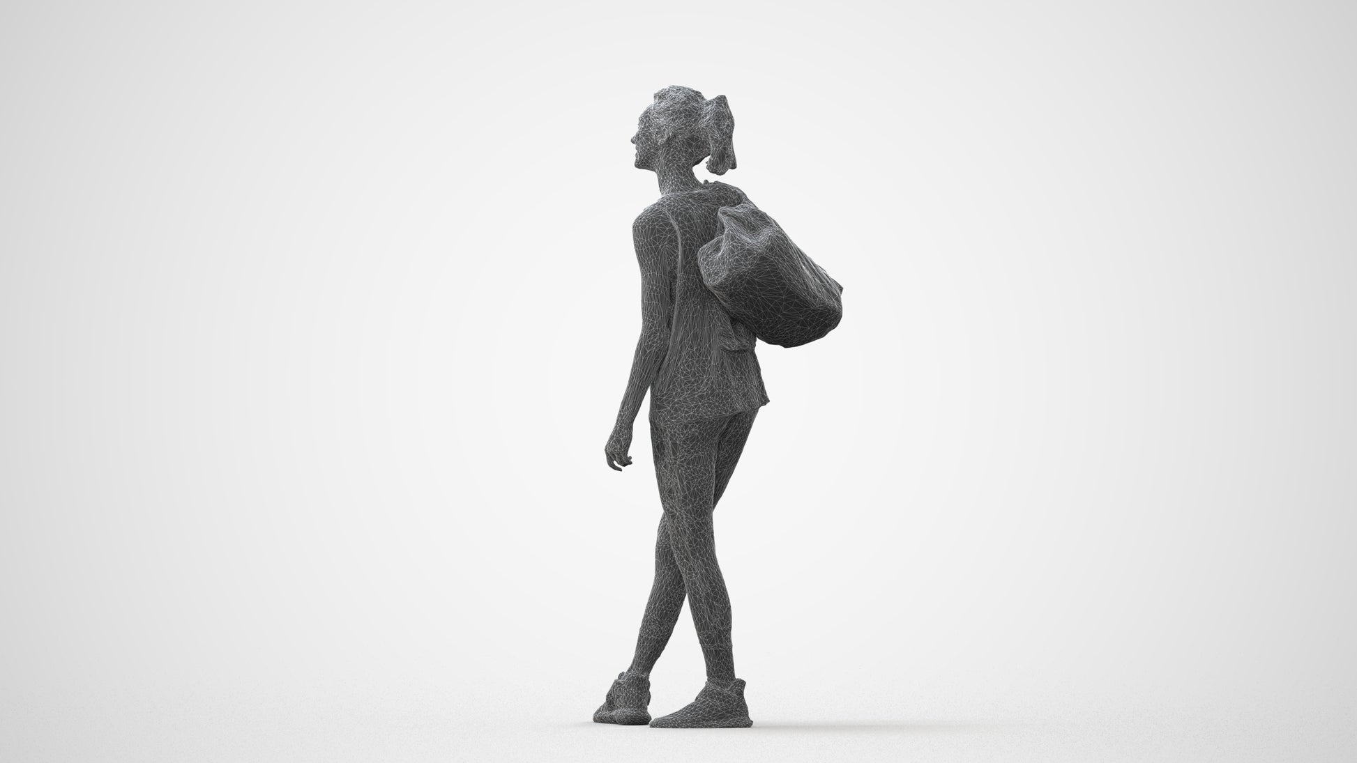 3D people model woman sport, scanned human for 3ds Max rendering, square thumbnail