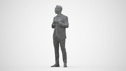3D human model man formal formalaffairs, photogrammetry scanned person for archviz, wireframe back view