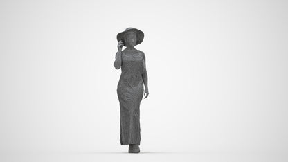 realistic 3D human woman casual walking, archviz people FBX OBJ for Blender, wireframe back view