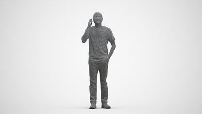photogrammetry 3D man casual standing, realistic human model archviz FBX, three-quarter front view render