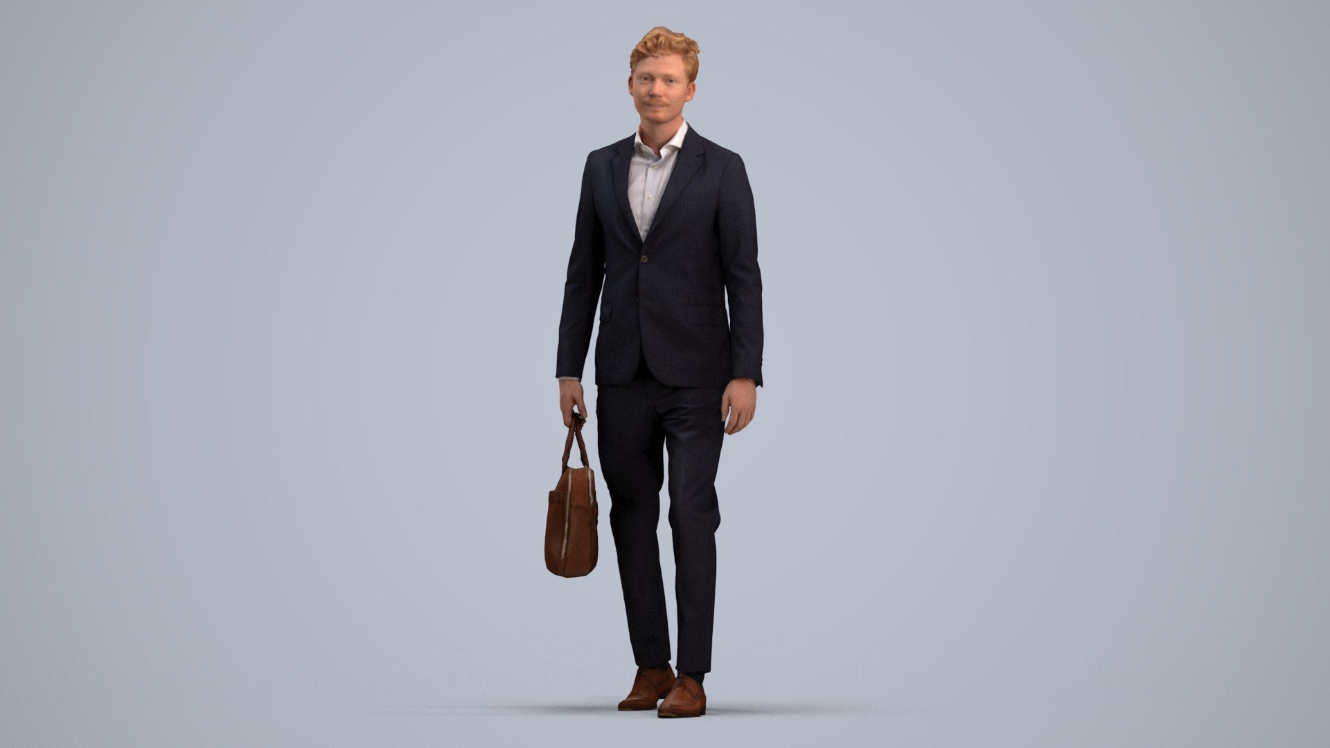 3D human model man business, photogrammetry scanned person for archviz, standing pose render