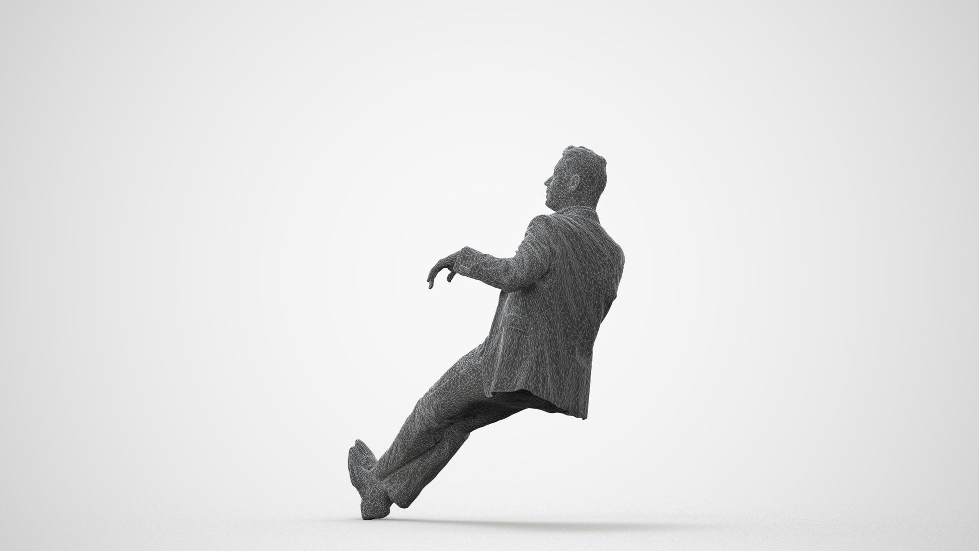 3D human model man business, photogrammetry scanned person for archviz, square thumbnail