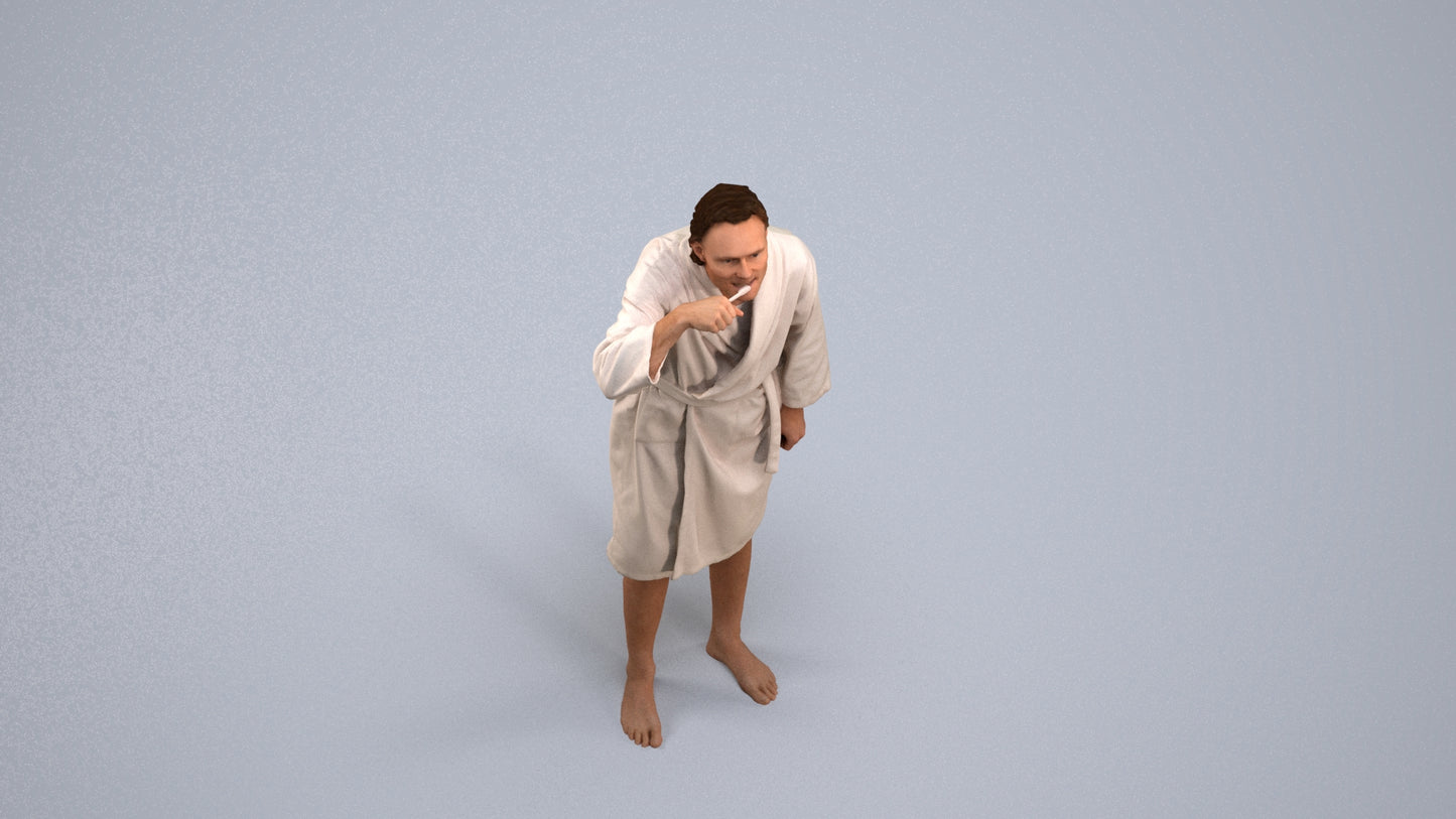 photogrammetry 3D man casual bathroom, realistic human model archviz FBX, back view render
