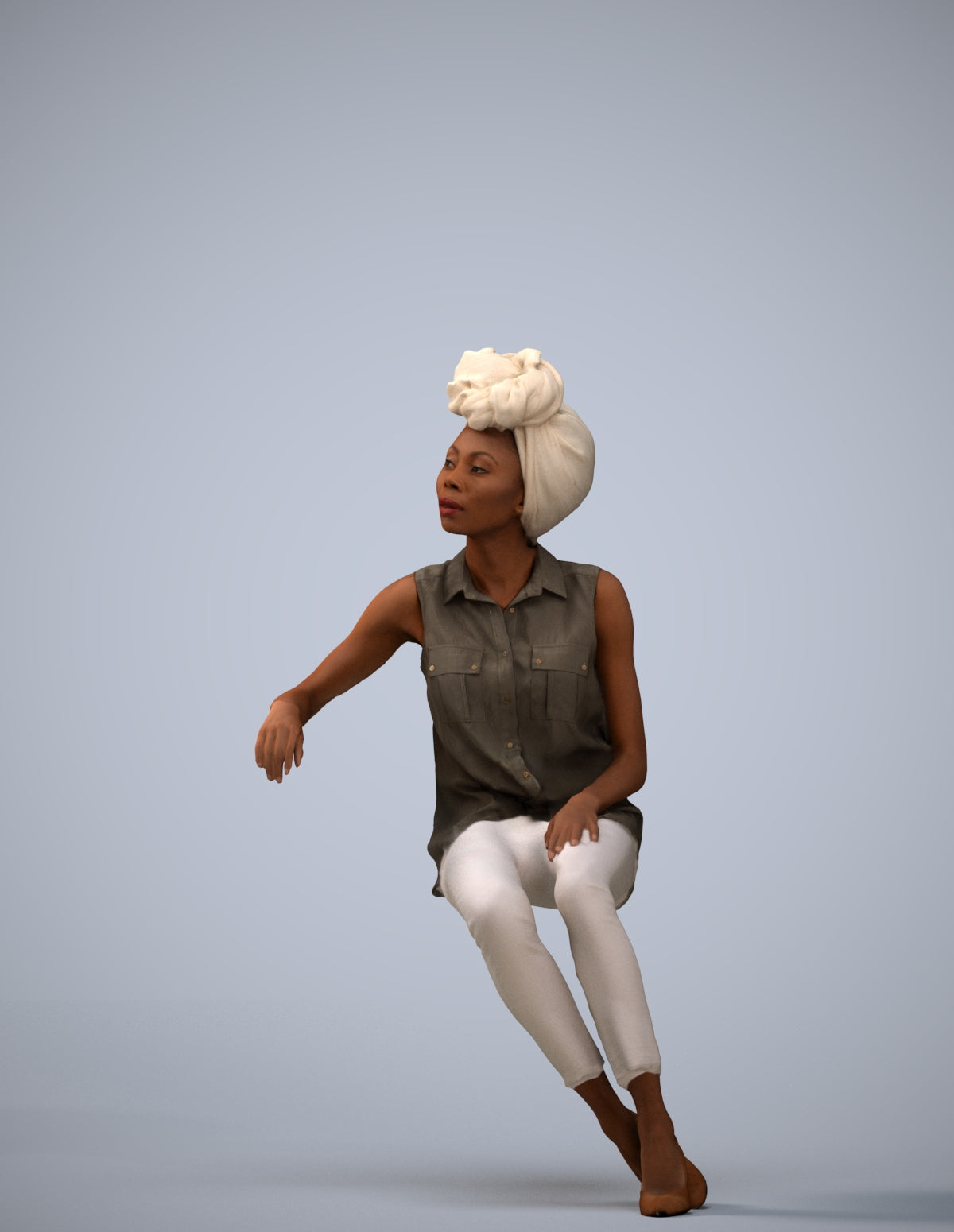 3D people model woman casual sitting, scanned human for 3ds Max rendering