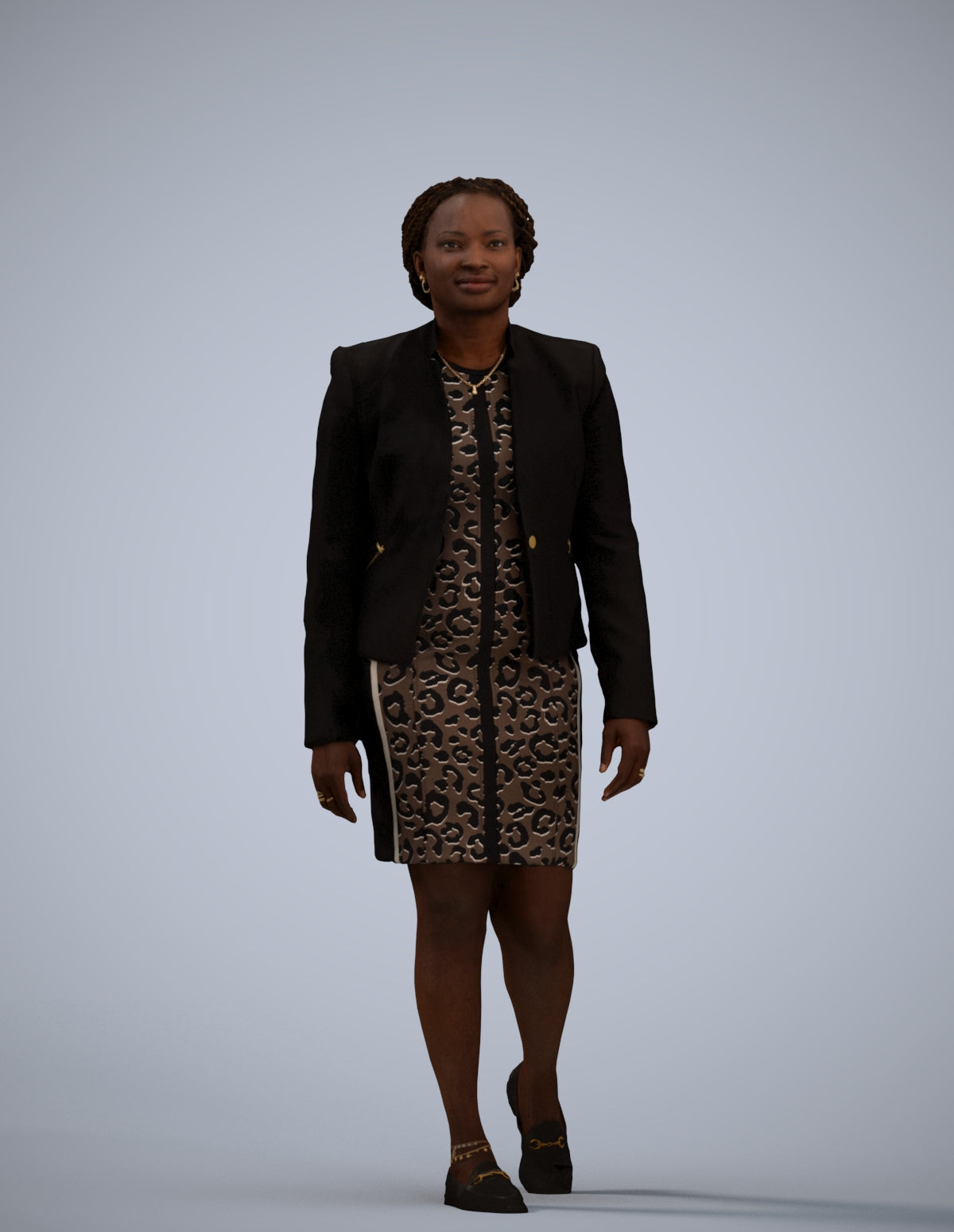 realistic 3D human woman business walking, archviz people FBX OBJ for Blender