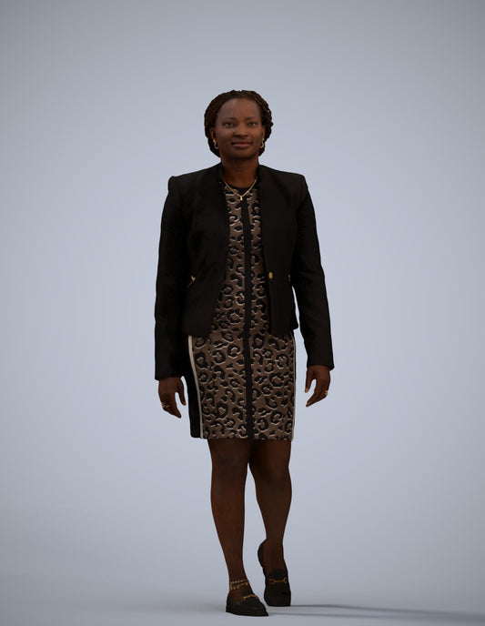 realistic 3D human woman business walking, archviz people FBX OBJ for Blender