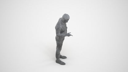realistic 3D man business standing, scanned archviz people for Blender and 3ds Max, wireframe three-quarter view