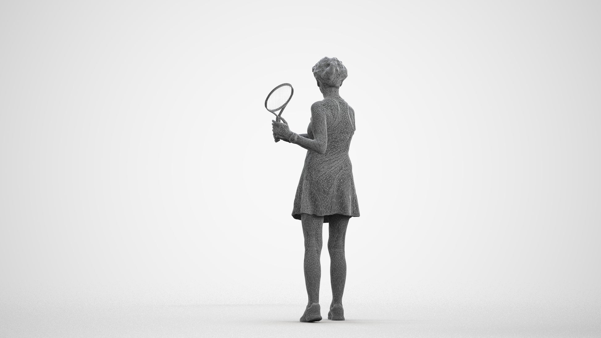 3D scanned woman sport, photorealistic archviz people for Enscape and SketchUp, wireframe front view