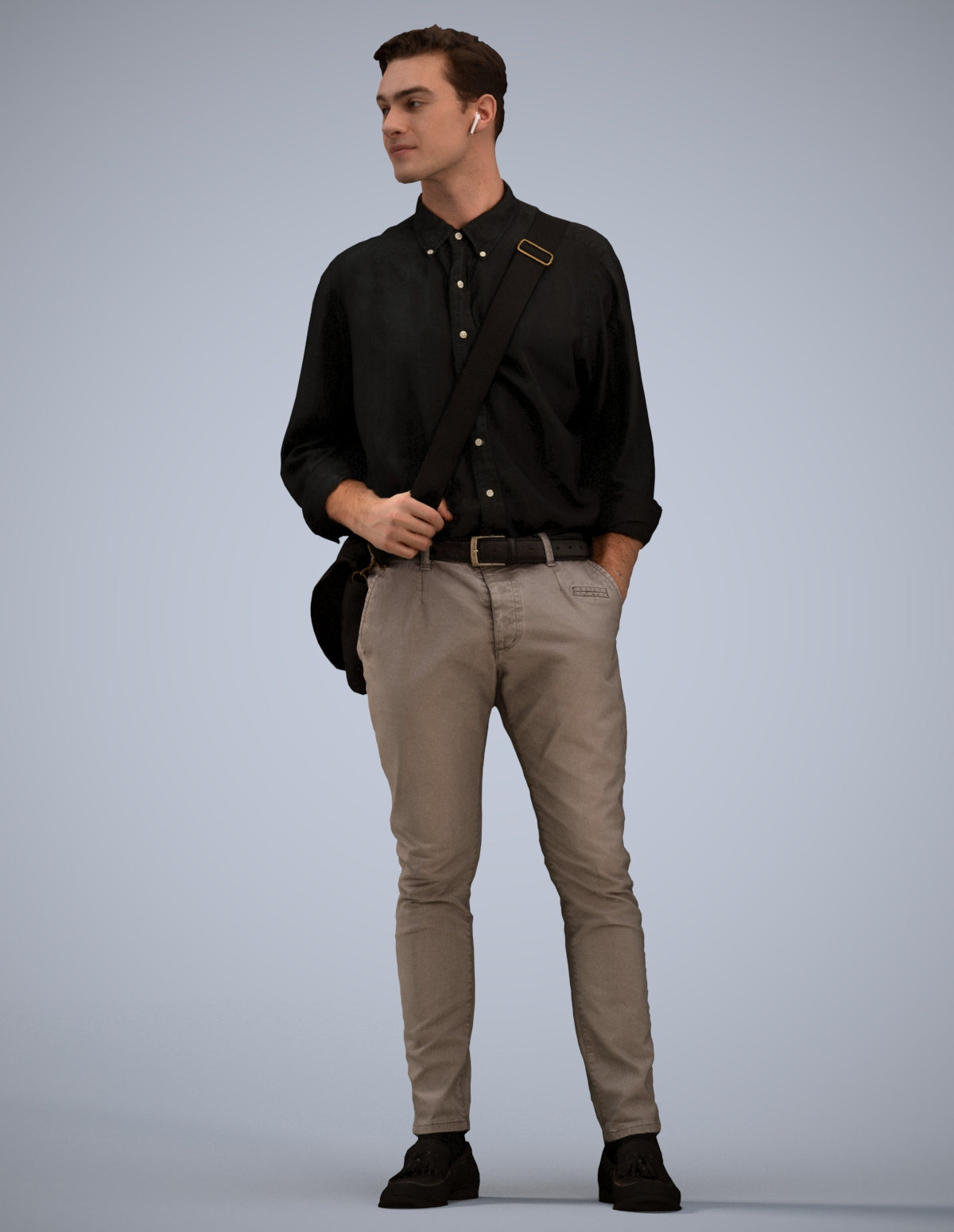 scanned 3D man casual standing, photogrammetry people for Enscape and V-Ray