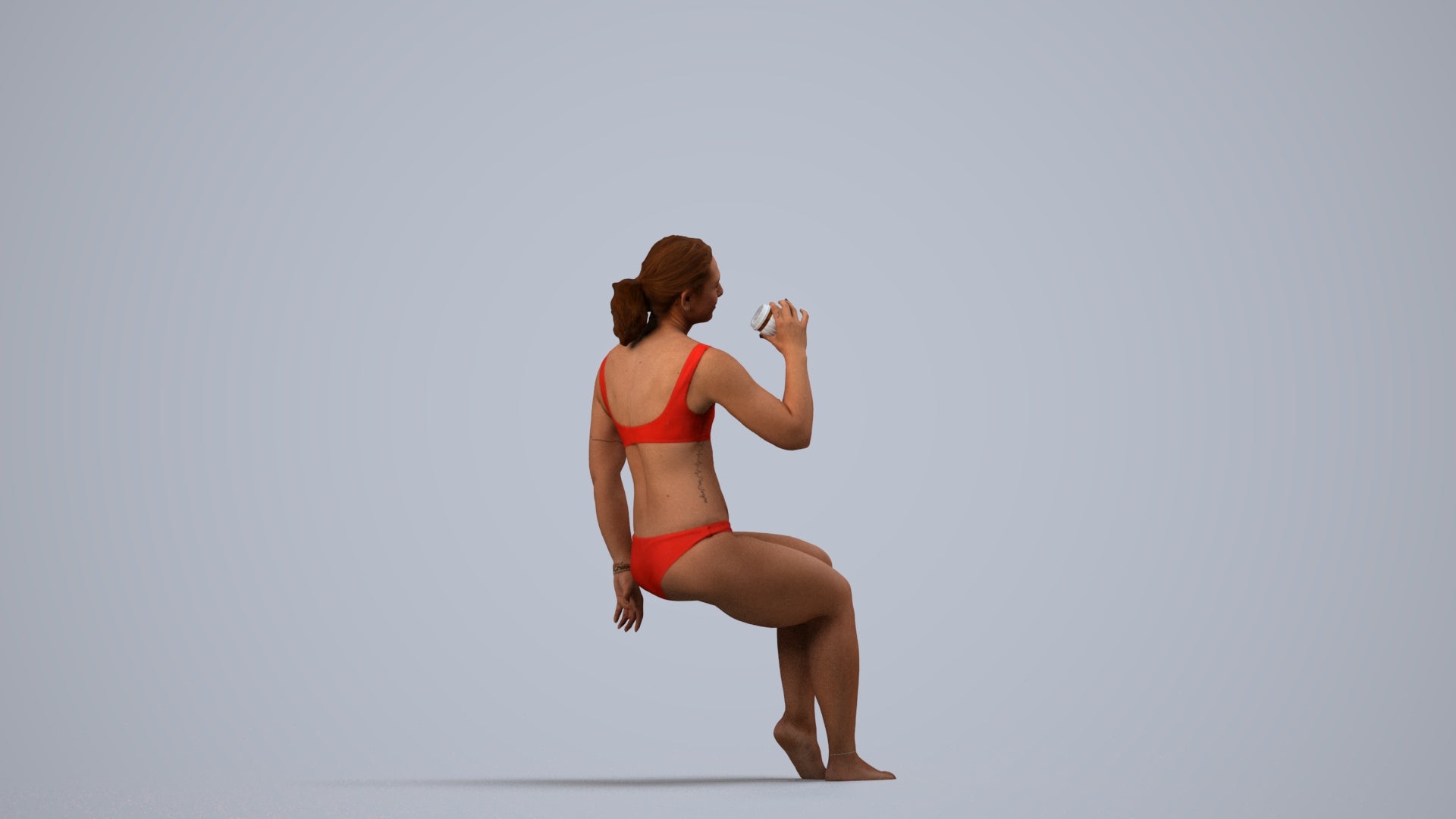 realistic 3D woman mix, scanned archviz people for Blender and 3ds Max, side view render