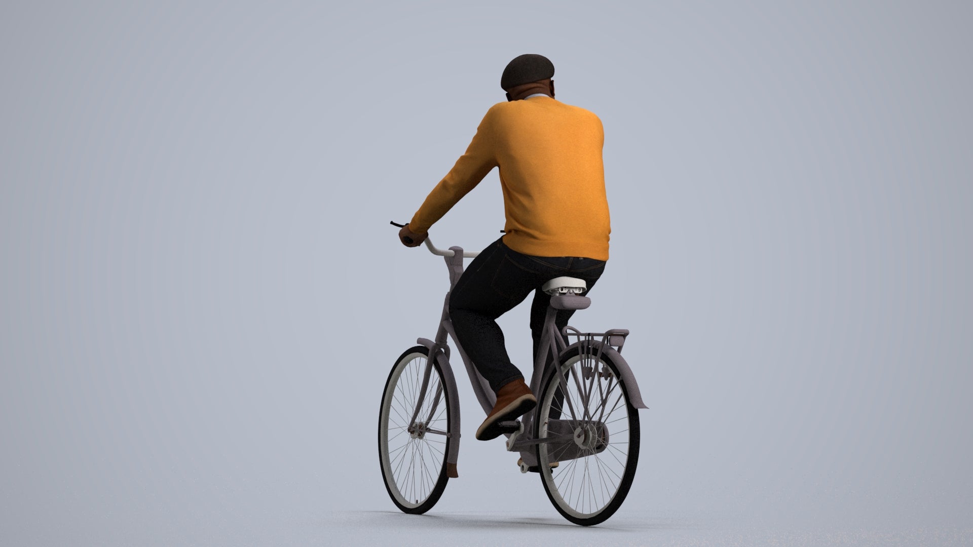 realistic 3D people man casual cycling, render-ready for V-Ray and Corona, FBX OBJ, front view render