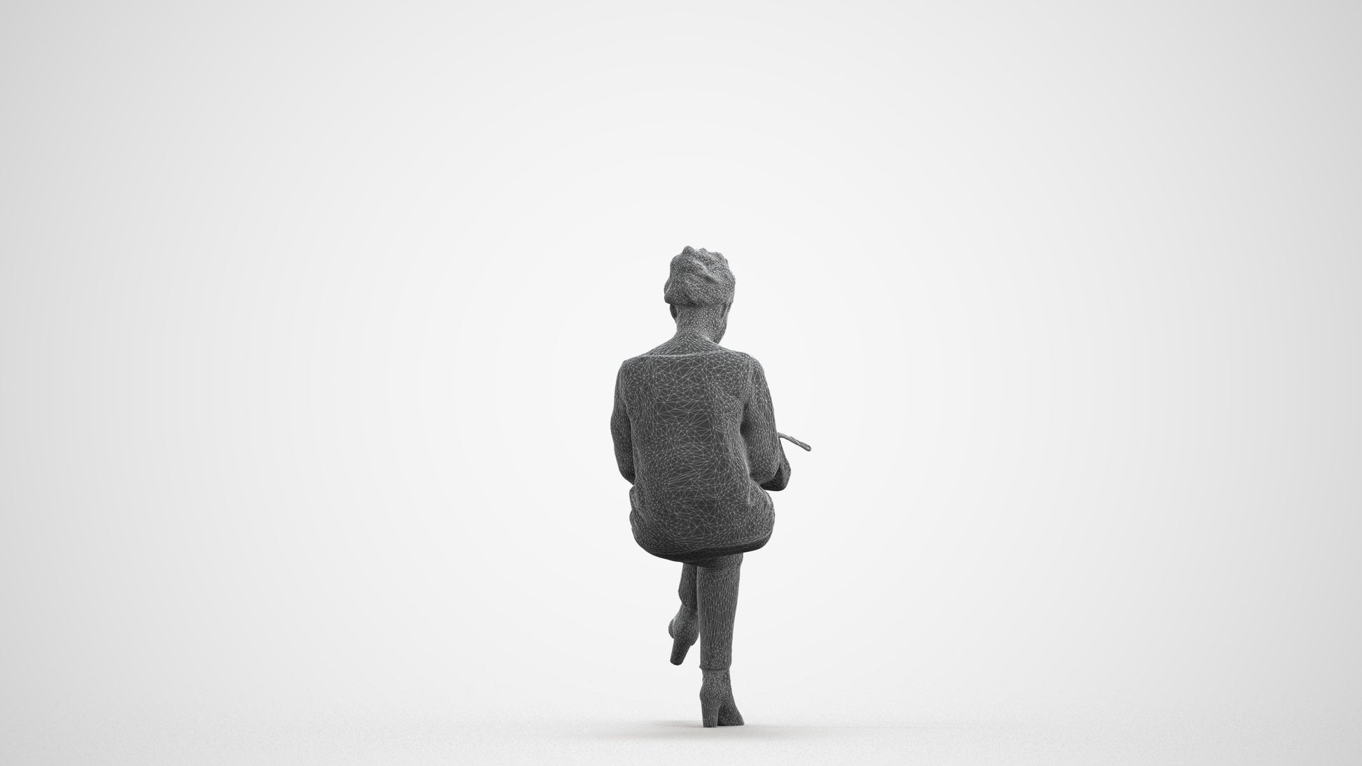 scanned 3D woman casual kids, photogrammetry people for Enscape and V-Ray, wireframe front view