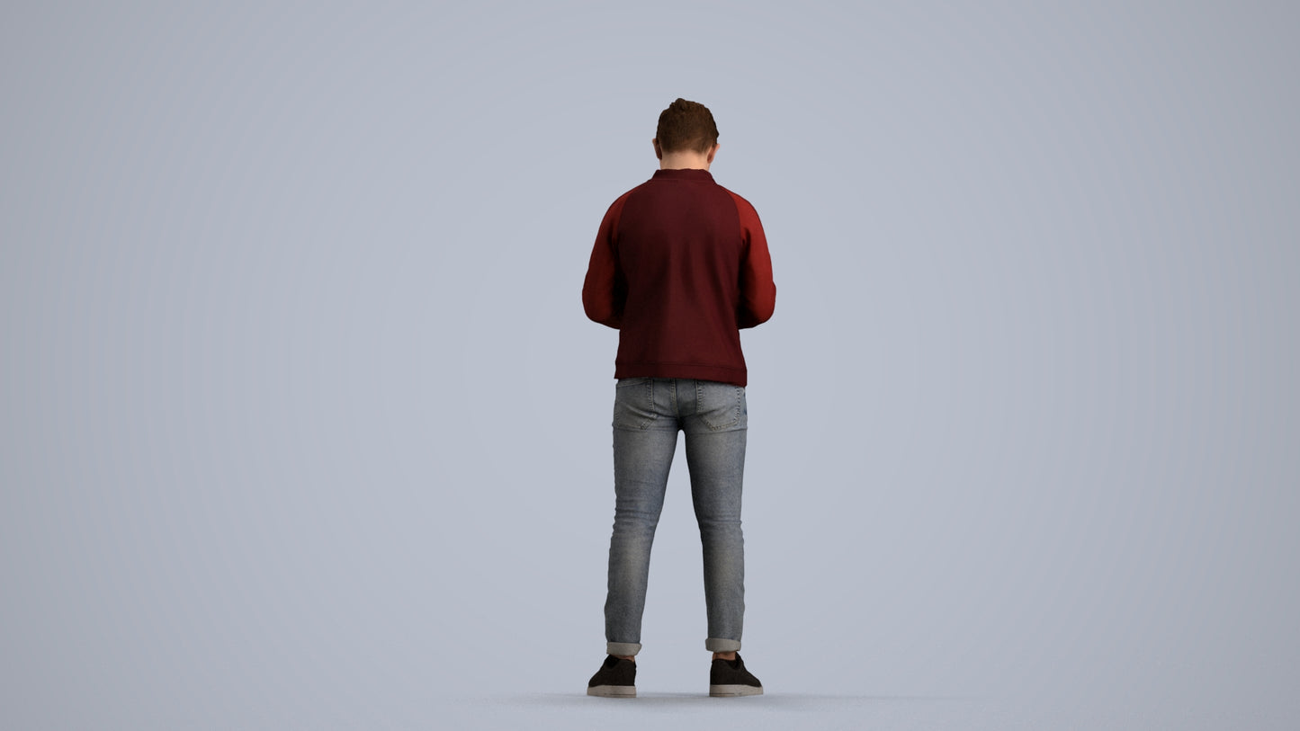 scanned 3D boy casual kids, photogrammetry people for Enscape and V-Ray, front view render