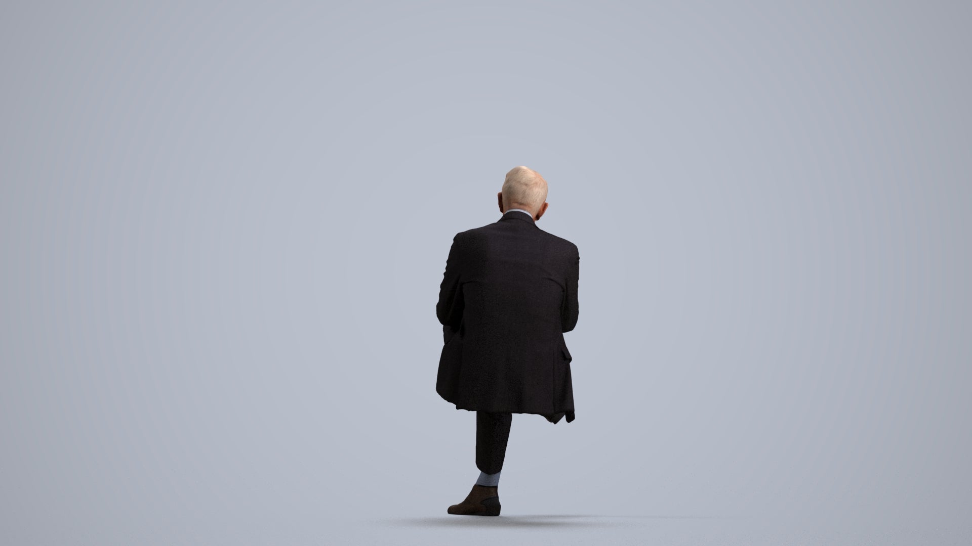 3D scanned senior man business, photorealistic archviz people for Enscape and SketchUp, front view render