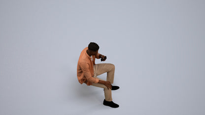 photogrammetry 3D man business sitting, realistic human model archviz FBX, back view render
