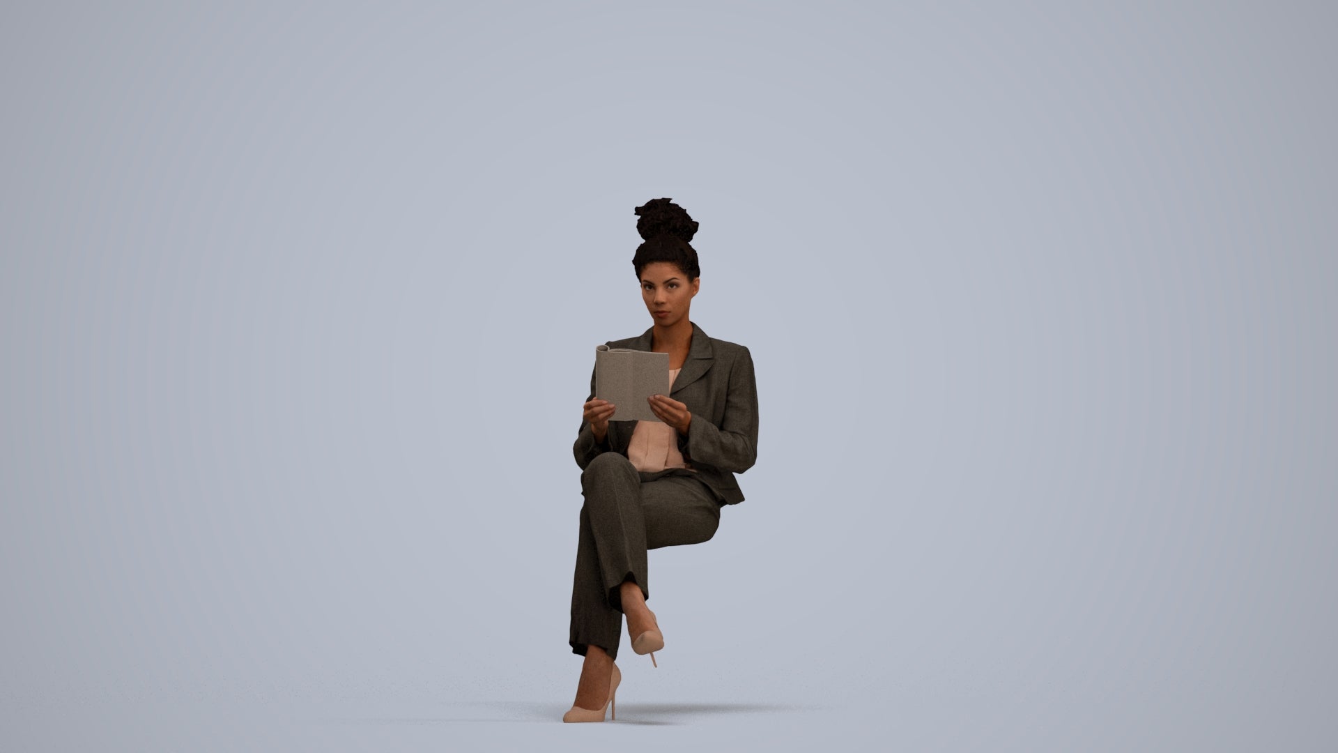 3D scanned woman business, photorealistic archviz people for Enscape and SketchUp, standing pose render
