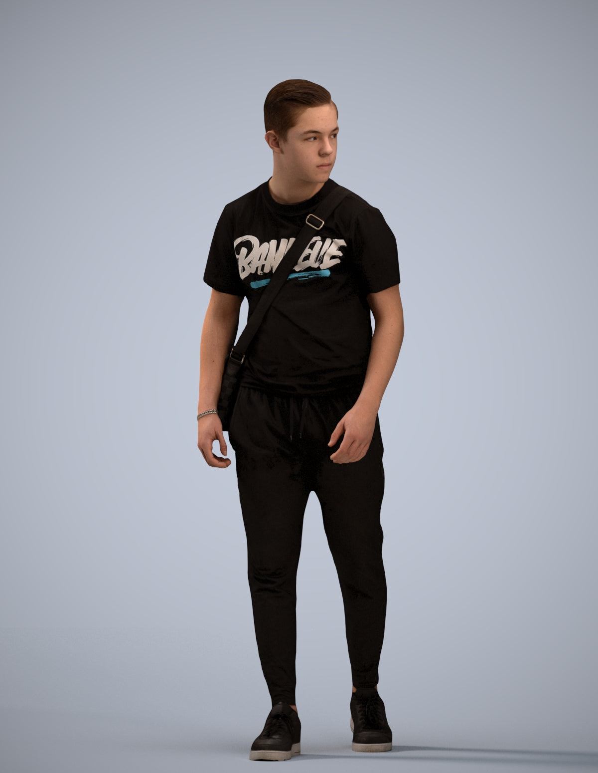 realistic 3D human boy casual kids, archviz people FBX OBJ for Blender