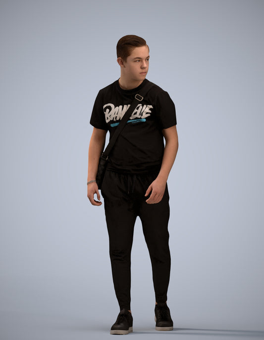 realistic 3D human boy casual kids, archviz people FBX OBJ for Blender