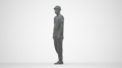 photogrammetry 3D man casual standing, realistic human model archviz FBX, wireframe back view