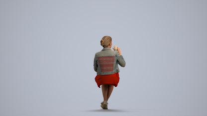 scanned 3D woman casual sitting, photogrammetry people for Enscape and V-Ray, front view render