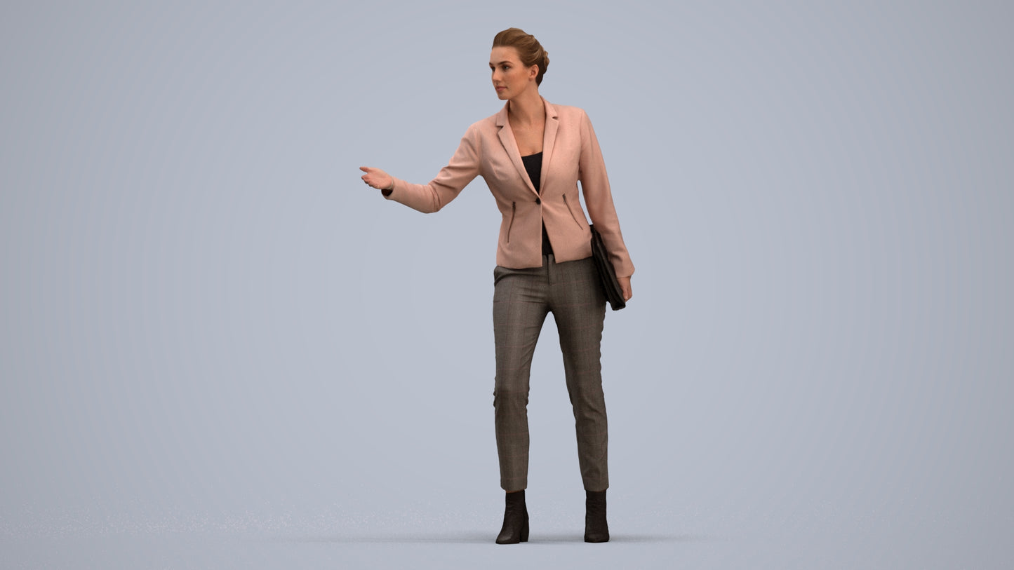realistic 3D people woman business, render-ready for V-Ray and Corona, FBX OBJ, standing pose render