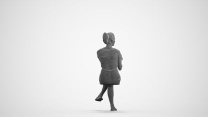 realistic 3D woman casual sitting, scanned archviz people for Blender and 3ds Max, wireframe front view