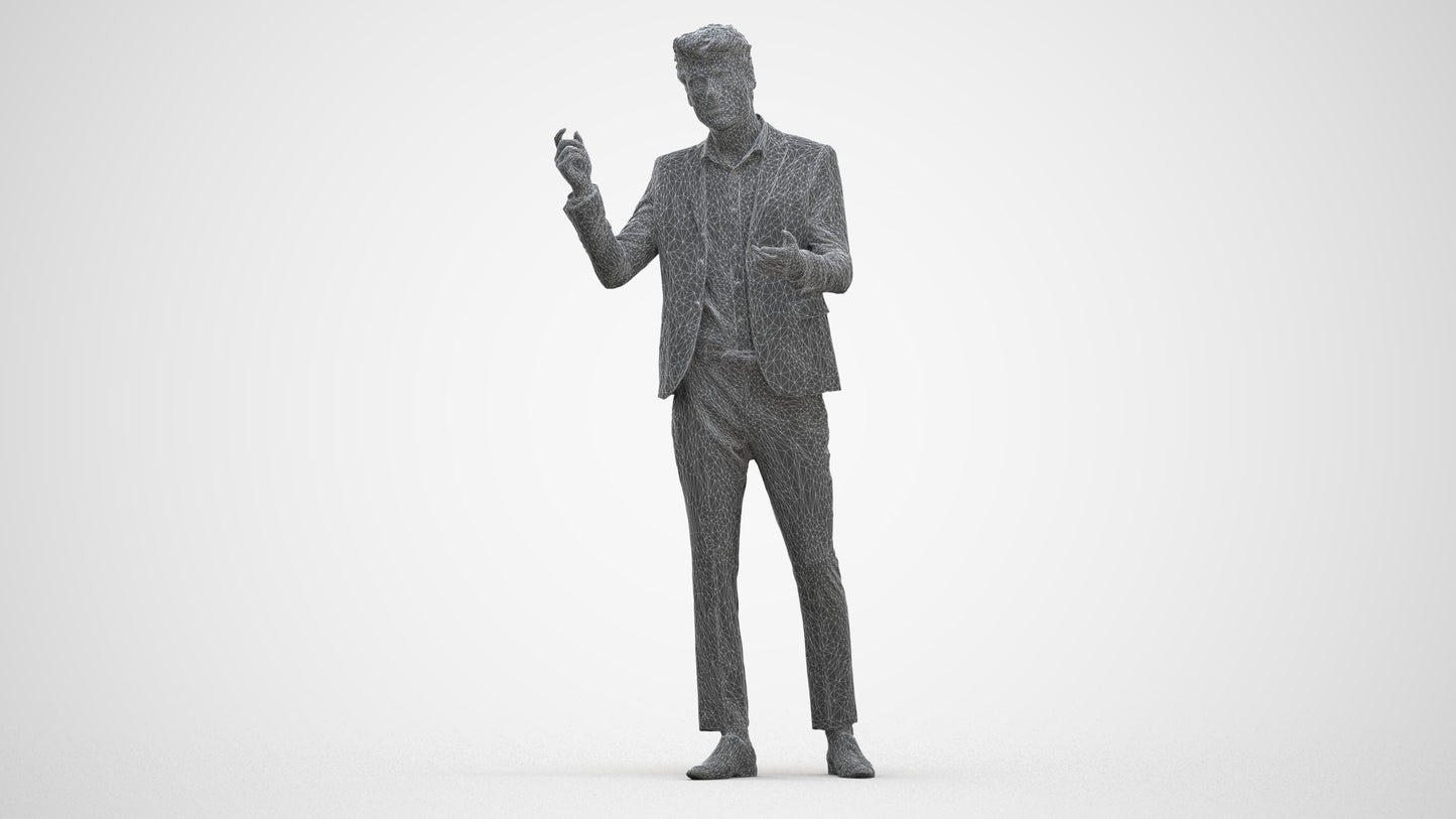 scanned 3D man business, photogrammetry people for Enscape and V-Ray, three-quarter front view render