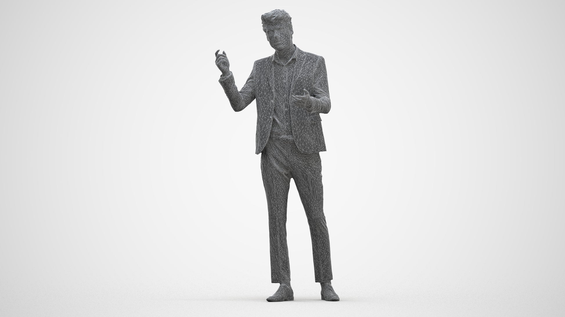 scanned 3D man business, photogrammetry people for Enscape and V-Ray, three-quarter front view render