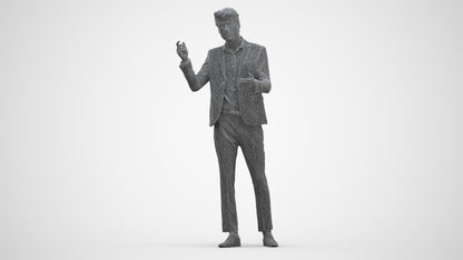 scanned 3D man business, photogrammetry people for Enscape and V-Ray, three-quarter front view render