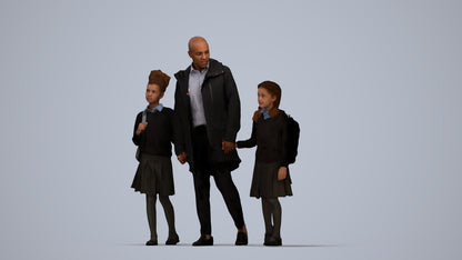 photogrammetry 3D girl kids, realistic human model archviz FBX, top-down view render