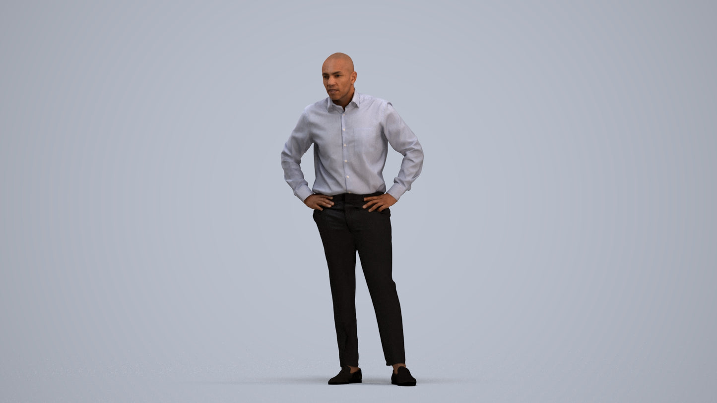 3D scanned man business, photorealistic archviz people for Enscape and SketchUp, standing pose render