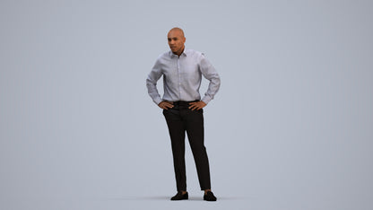 3D scanned man business, photorealistic archviz people for Enscape and SketchUp, standing pose render