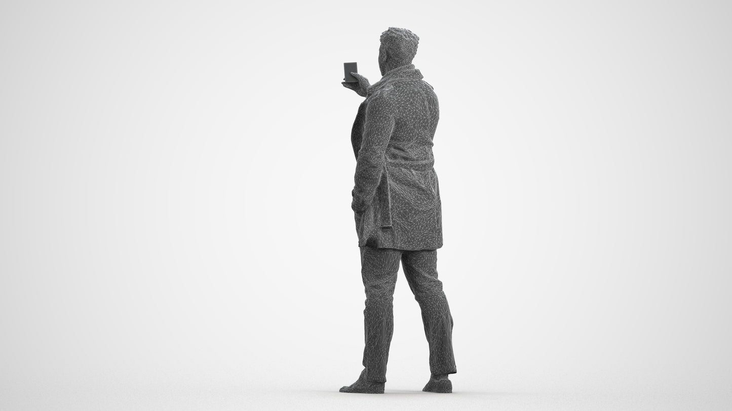 photogrammetry 3D man casual standing, realistic human model archviz FBX, wireframe front view