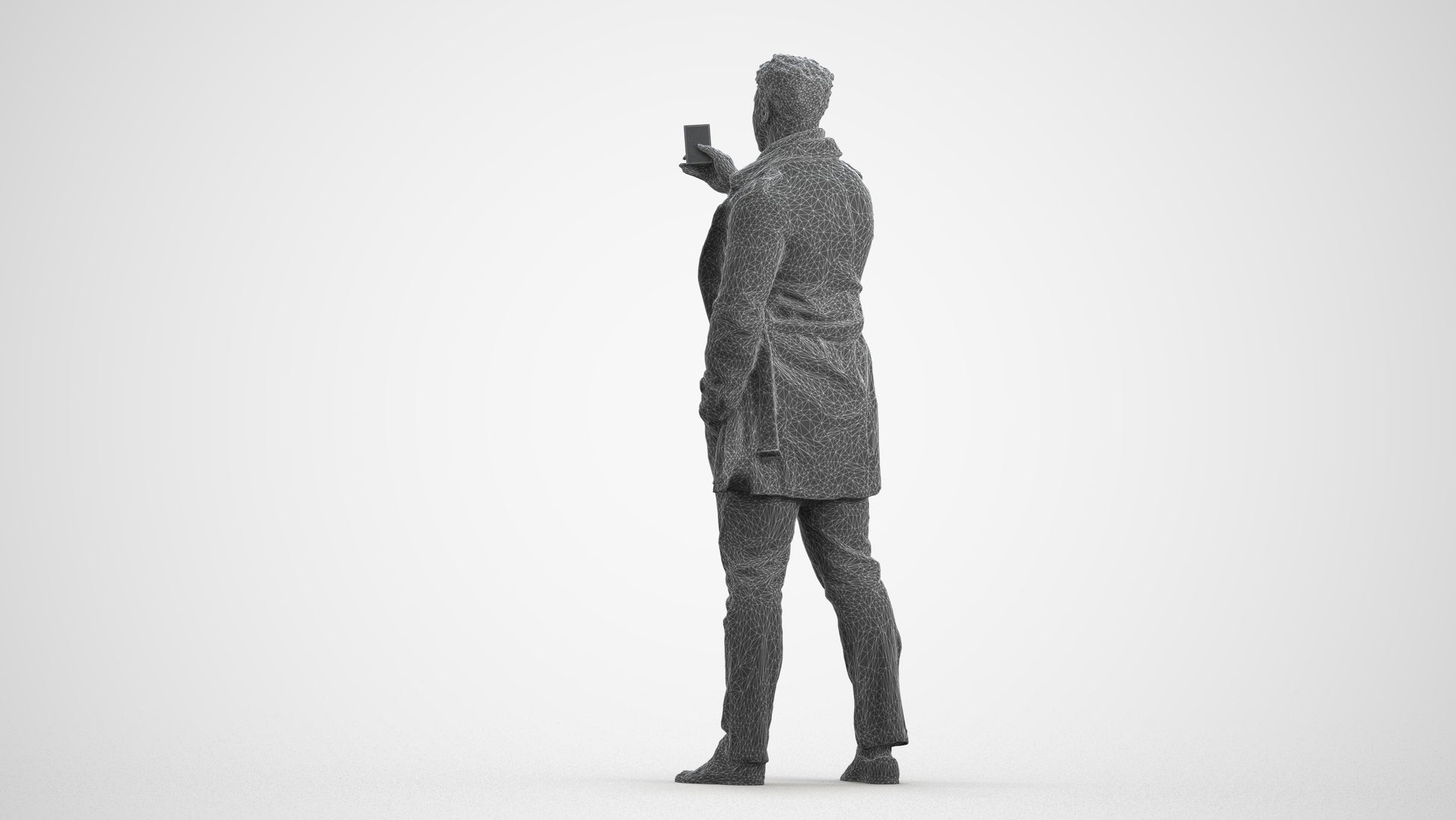 photogrammetry 3D man casual standing, realistic human model archviz FBX, wireframe front view