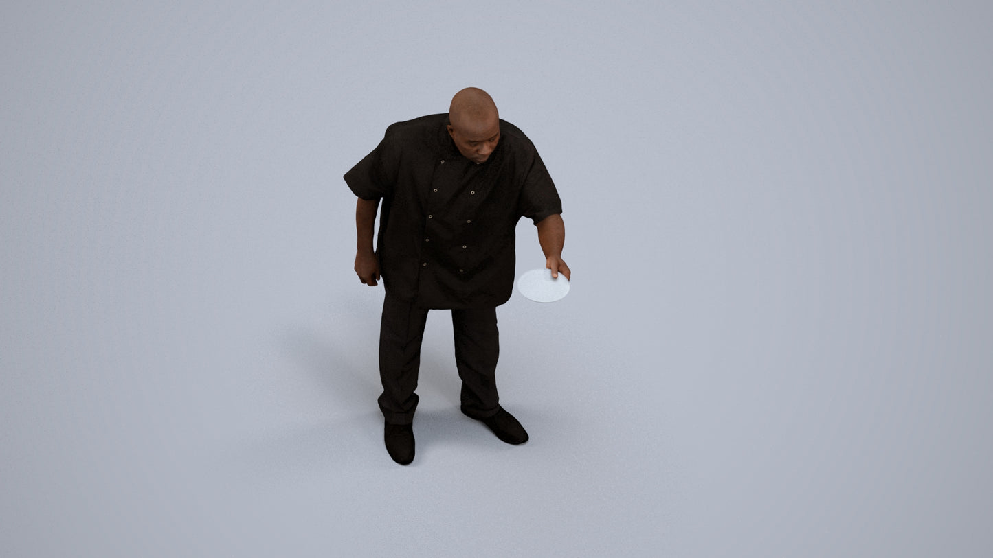 scanned 3D man hospitality, photogrammetry people for Enscape and V-Ray, back view render