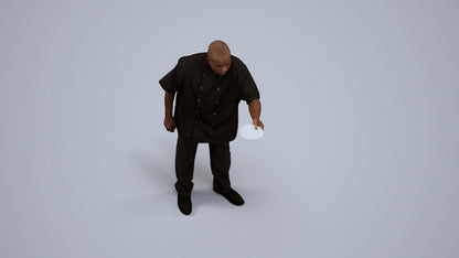 scanned 3D man hospitality, photogrammetry people for Enscape and V-Ray, back view render