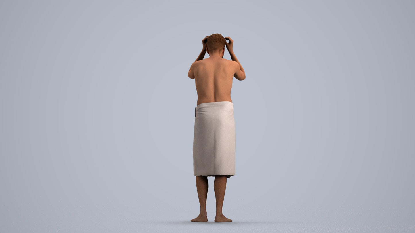 realistic 3D people man bathroom, render-ready for V-Ray and Corona, FBX OBJ, front view render