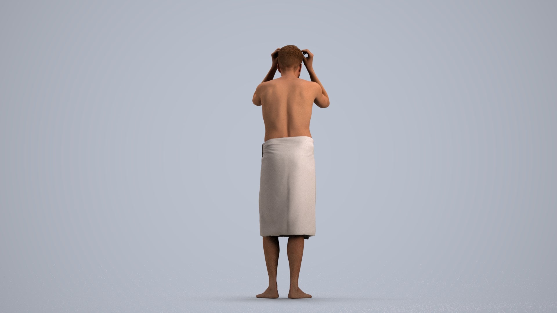 realistic 3D people man bathroom, render-ready for V-Ray and Corona, FBX OBJ, front view render