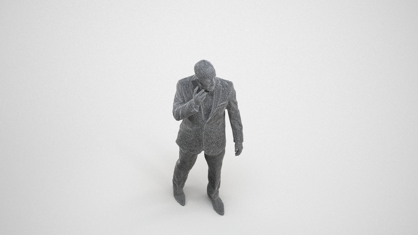 realistic 3D people man business, render-ready for V-Ray and Corona, FBX OBJ, wireframe three-quarter view