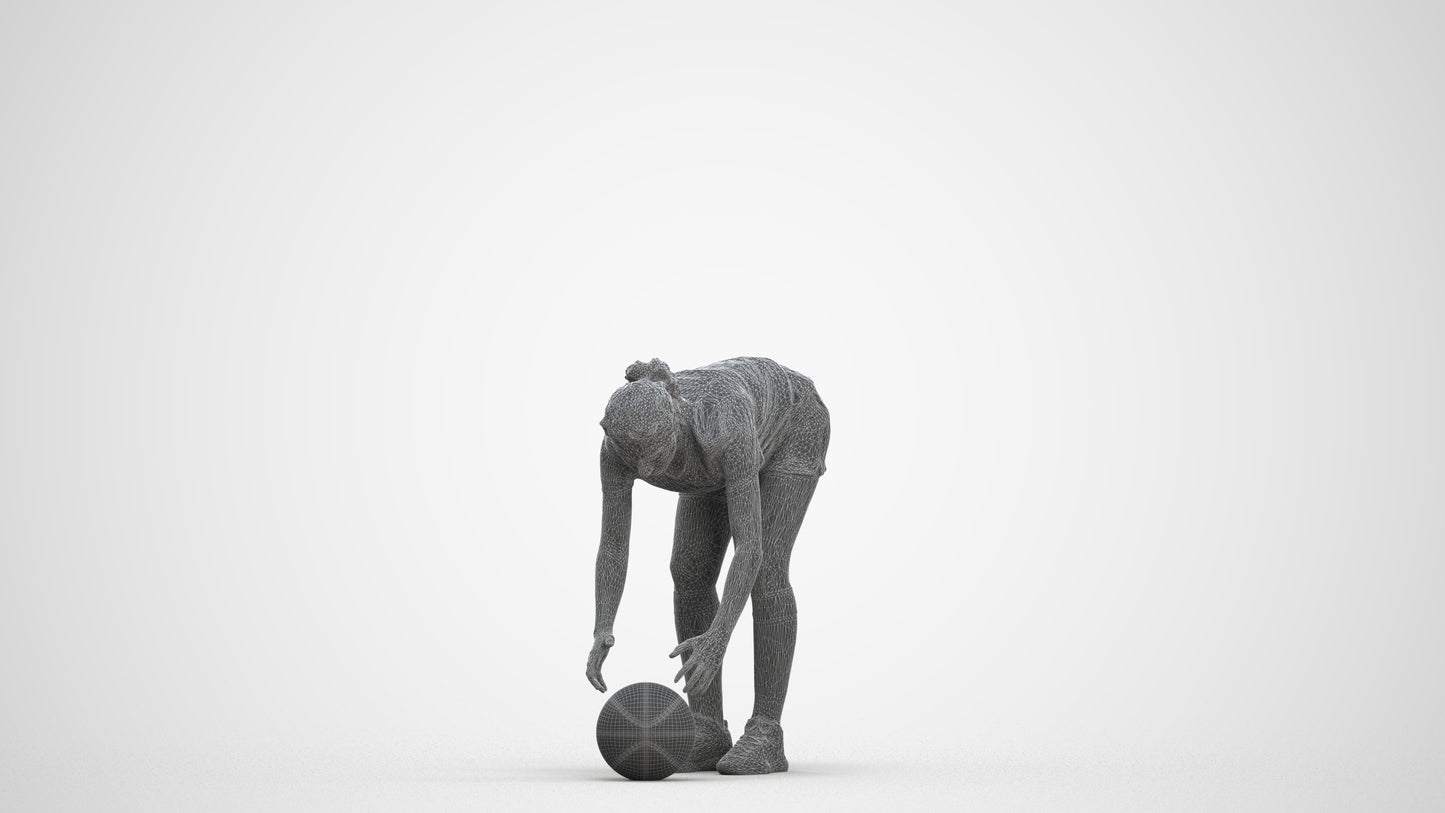 scanned 3D woman sport, photogrammetry people for Enscape and V-Ray, three-quarter front view render